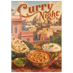 Darstellung des Puzzle Motivs Jaipur, Indien: Curry-Abend – Festmahl auf der Dachterrasse - Puzzleteile: 500