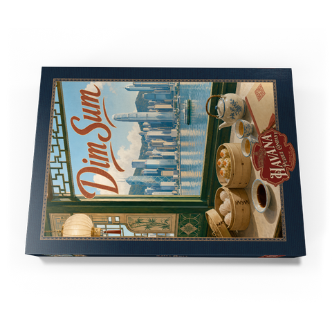 Darstellung des Puzzle Motivs Die Skyline des Hafens von Hongkong und die Dim-Sum-Szene Hong Kong Harbor Skyline Dim Sum Scene 1000 Puzzle Schachtel Ansicht3