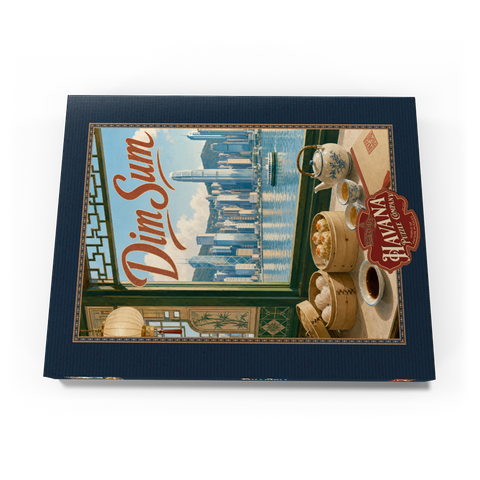 Darstellung des Puzzle Motivs Die Skyline des Hafens von Hongkong und die Dim-Sum-Szene Hong Kong Harbor Skyline Dim Sum Scene 100 Puzzle Schachtel Ansicht3
