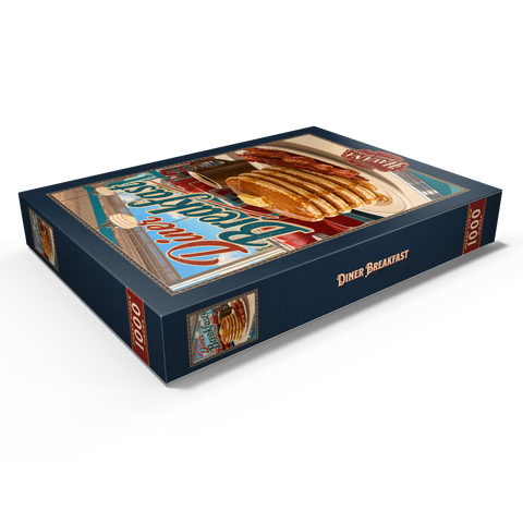 Darstellung des Puzzle Motivs Klassische amerikanische Diner-Frühstückspfannkuchen Classic American Diner Breakfast Pancakes 1000 Puzzle Schachtel Ansicht1