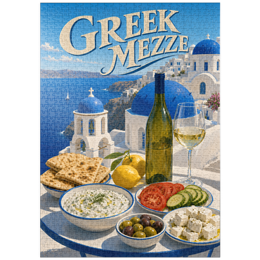 Darstellung des Puzzle Motivs puzzleplate Santorini Greek Mezze Coastal Feast 1000 Puzzle