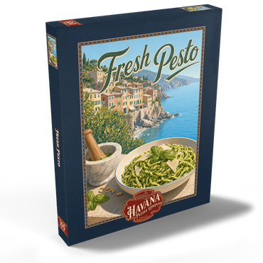 Darstellung des Puzzle Motivs Italian Riviera Village Fresh Pesto Pasta 100 Puzzle Schachtel Ansicht2