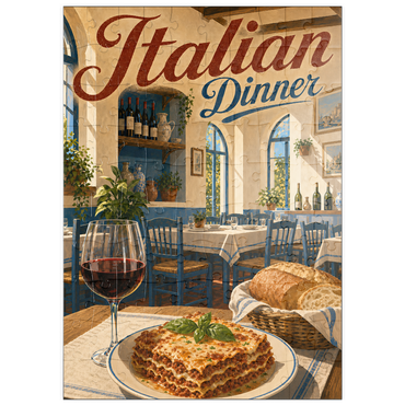 Darstellung des Puzzle Motivs puzzleplate Tuscan Trattoria Italian Dinner Wine 100 Puzzle
