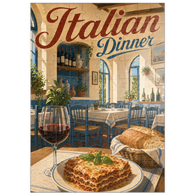 Darstellung des Puzzle Motivs Toskanische Trattoria – Italienisches Abendessen mit Wein - Puzzleteile: 100
