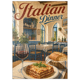 Darstellung des Puzzle Motivs Toskanische Trattoria – Italienisches Abendessen mit Wein - Puzzleteile: 500