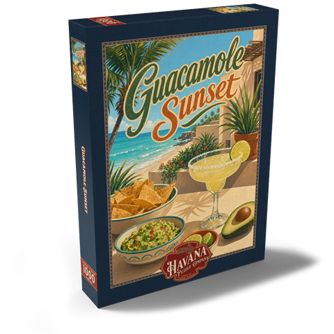 Darstellung des Puzzle Motivs Guacamole, Sonnenuntergang, Küsten-Margarita-Szene Guacamole Sunset Coastal Margarita Scene 1000 Puzzle Schachtel Ansicht2