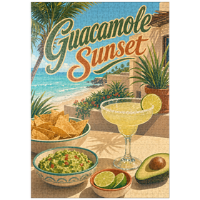 Darstellung des Puzzle Motivs Guacamole, Sonnenuntergang, Küsten-Margarita-Szene - Puzzleteile: 1000