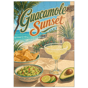 Darstellung des Puzzle Motivs Guacamole, Sonnenuntergang, Küsten-Margarita-Szene - Puzzleteile: 100