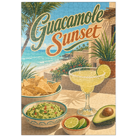 Darstellung des Puzzle Motivs Guacamole, Sonnenuntergang, Küsten-Margarita-Szene - Puzzleteile: 500