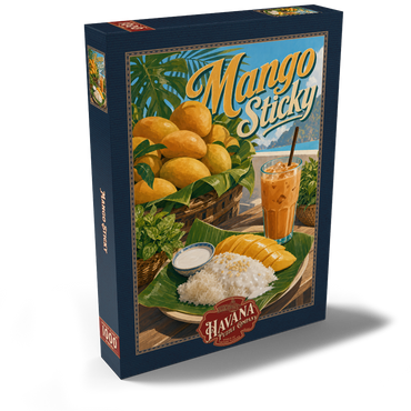 Darstellung des Puzzle Motivs Sticky Rice - Thai Sticky Rice Dessert with Mango 1000 Puzzle Schachtel Ansicht2