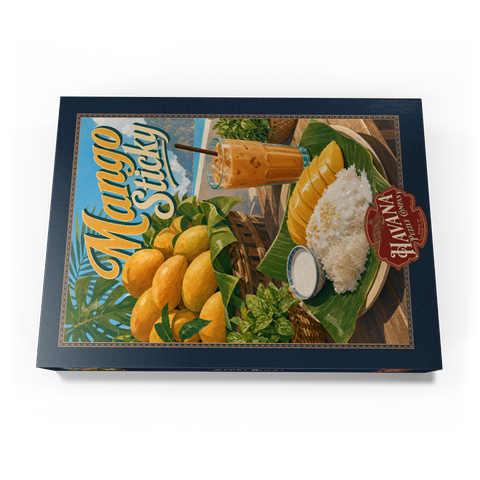 Darstellung des Puzzle Motivs Klebreis – thailändisches Klebreis-Dessert mit Mango Sticky Rice - Thai Sticky Rice Dessert with Mango 1000 Puzzle Schachtel Ansicht3