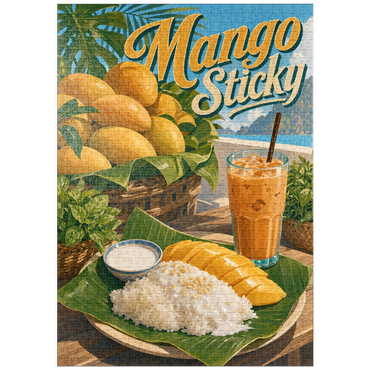 Darstellung des Puzzle Motivs puzzleplate Sticky Rice - Thai Sticky Rice Dessert with Mango 1000 Puzzle