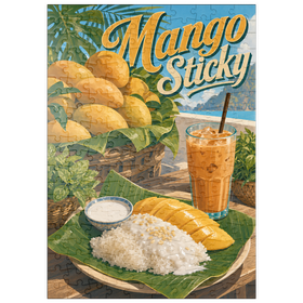 Darstellung des Puzzle Motivs Klebreis – thailändisches Klebreis-Dessert mit Mango - Puzzleteile: 200