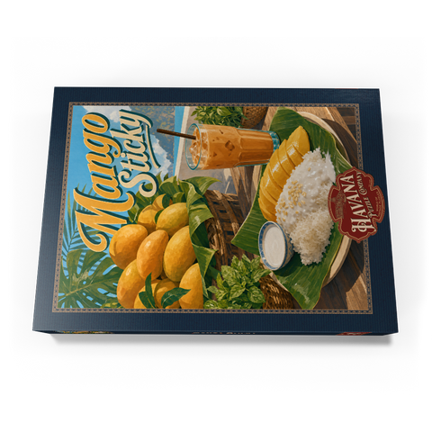 Darstellung des Puzzle Motivs Klebreis – thailändisches Klebreis-Dessert mit Mango Sticky Rice - Thai Sticky Rice Dessert with Mango 500 Puzzle Schachtel Ansicht3