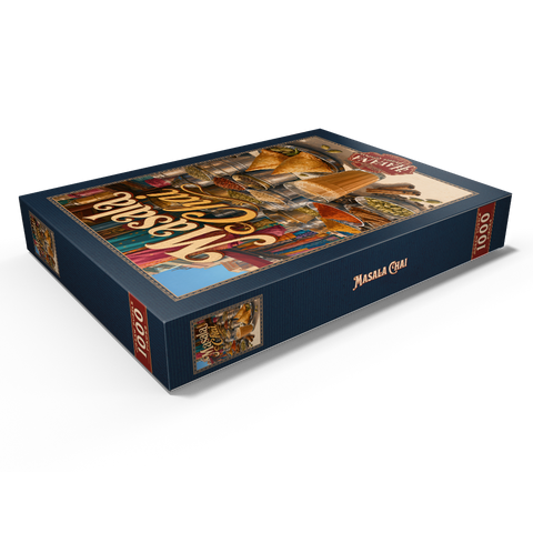 Darstellung des Puzzle Motivs Masala Chai – Indischer Gewürzmarkt Masala Chai - Indian Spice Market 1000 Puzzle Schachtel Ansicht1