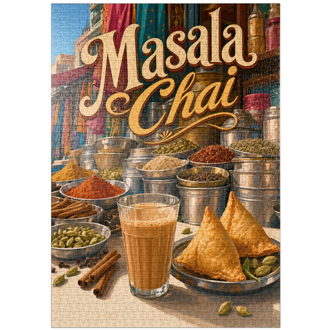 Darstellung des Puzzle Motivs Masala Chai – Indischer Gewürzmarkt puzzleplate Masala Chai - Indian Spice Market 1000 Puzzle