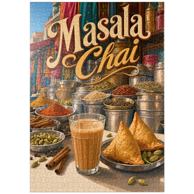 Darstellung des Puzzle Motivs Masala Chai – Indischer Gewürzmarkt - Puzzleteile: 1000