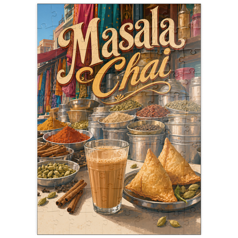 Darstellung des Puzzle Motivs Masala Chai – Indischer Gewürzmarkt puzzleplate Masala Chai - Indian Spice Market 100 Puzzle