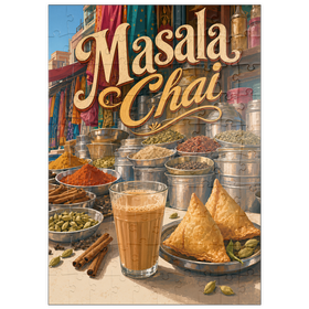 Darstellung des Puzzle Motivs Masala Chai – Indischer Gewürzmarkt - Puzzleteile: 100