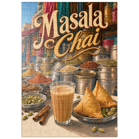 Darstellung des Puzzle Motivs Masala Chai – Indischer Gewürzmarkt puzzleplate Masala Chai - Indian Spice Market 200 Puzzle