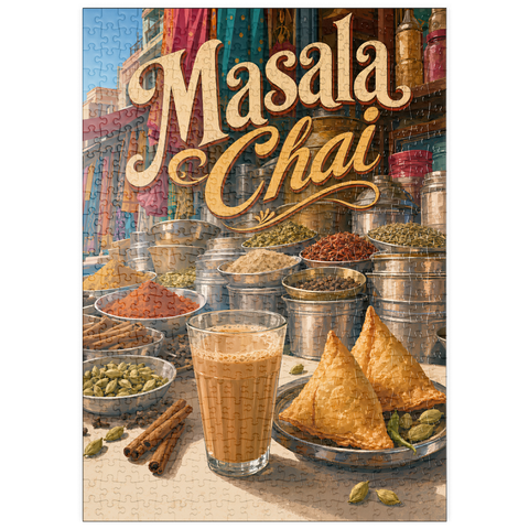 Darstellung des Puzzle Motivs Masala Chai – Indischer Gewürzmarkt puzzleplate Masala Chai - Indian Spice Market 500 Puzzle