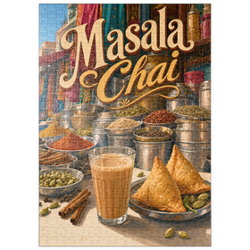 Darstellung des Puzzle Motivs Masala Chai – Indischer Gewürzmarkt - Puzzleteile: 500