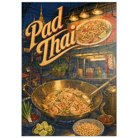Darstellung des Puzzle Motivs Pad-Thai-Straßenessen auf dem Nachtmarkt - Puzzleteile: 100