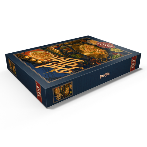 Darstellung des Puzzle Motivs Pad-Thai-Straßenessen auf dem Nachtmarkt Pad Thai Street Food Night Market 500 Puzzle Schachtel Ansicht1