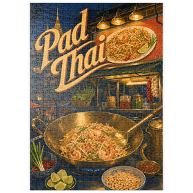 Darstellung des Puzzle Motivs Pad-Thai-Straßenessen auf dem Nachtmarkt - Puzzleteile: 500