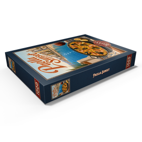 Darstellung des Puzzle Motivs Paella bei Sonnenuntergang an der spanischen Mittelmeerküste - Puzzleteile: 1000