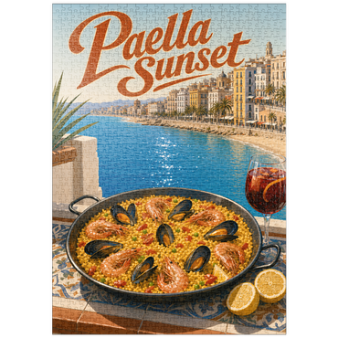 Darstellung des Puzzle Motivs puzzleplate Spanish Mediterranean Coast Paella Sunset Scene 1000 Puzzle