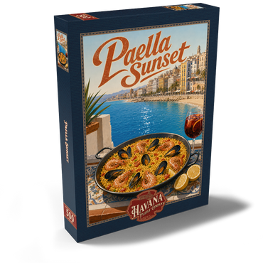 Darstellung des Puzzle Motivs Spanish Mediterranean Coast Paella Sunset Scene 500 Puzzle Schachtel Ansicht2