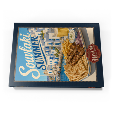 Darstellung des Puzzle Motivs Greek Island Waterfront Souvlaki Summer Feast 500 Puzzle Schachtel Ansicht3