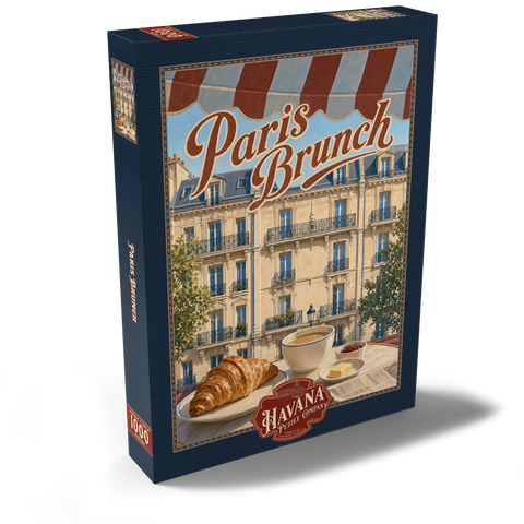 Darstellung des Puzzle Motivs Paris Café Brunch Croissant Kaffee Paris Cafe Brunch Croissant Coffee 1000 Puzzle Schachtel Ansicht2