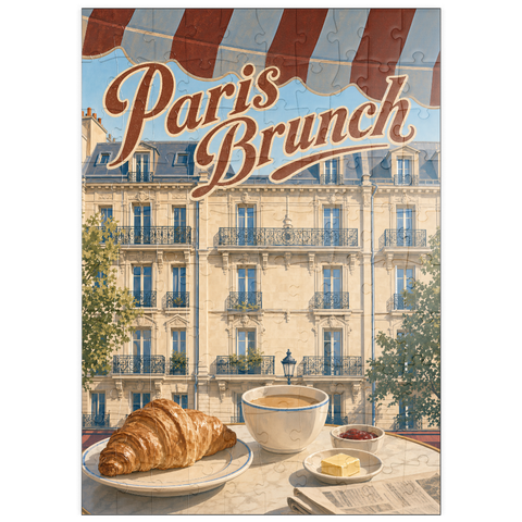 Darstellung des Puzzle Motivs Paris Café Brunch Croissant Kaffee puzzleplate Paris Cafe Brunch Croissant Coffee 100 Puzzle