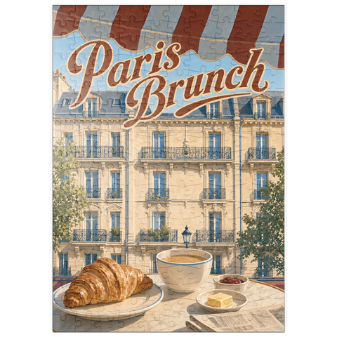 Darstellung des Puzzle Motivs Paris Café Brunch Croissant Kaffee puzzleplate Paris Cafe Brunch Croissant Coffee 200 Puzzle