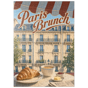 Darstellung des Puzzle Motivs puzzleplate Paris Cafe Brunch Croissant Coffee 500 Puzzle