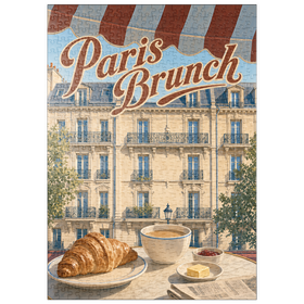 Darstellung des Puzzle Motivs Paris Café Brunch Croissant Kaffee - Puzzleteile: 500
