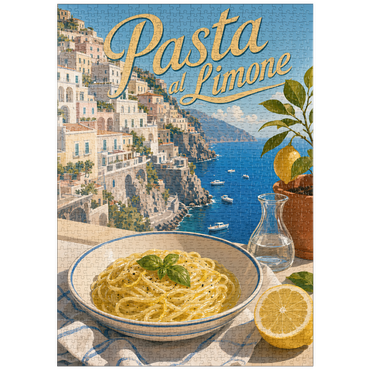 Darstellung des Puzzle Motivs puzzleplate Amalfi Coast Pasta al Limone Seaside View 1000 Puzzle