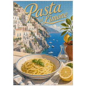 Darstellung des Puzzle Motivs Amalfiküste: Pasta al Limone mit Meerblick - Puzzleteile: 1000