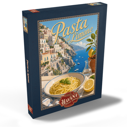 Darstellung des Puzzle Motivs Amalfiküste: Pasta al Limone mit Meerblick Amalfi Coast Pasta al Limone Seaside View 100 Puzzle Schachtel Ansicht2