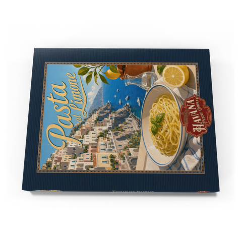 Darstellung des Puzzle Motivs Amalfiküste: Pasta al Limone mit Meerblick Amalfi Coast Pasta al Limone Seaside View 100 Puzzle Schachtel Ansicht3