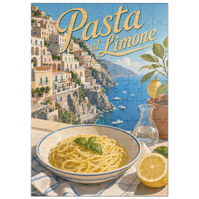 Darstellung des Puzzle Motivs Amalfiküste: Pasta al Limone mit Meerblick - Puzzleteile: 100