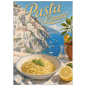 Darstellung des Puzzle Motivs Amalfiküste: Pasta al Limone mit Meerblick - Puzzleteile: 200