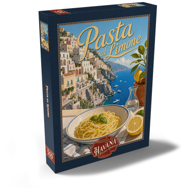 Darstellung des Puzzle Motivs Amalfi Coast Pasta al Limone Seaside View 500 Puzzle Schachtel Ansicht2