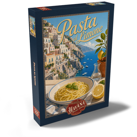 Darstellung des Puzzle Motivs Amalfiküste: Pasta al Limone mit Meerblick Amalfi Coast Pasta al Limone Seaside View 500 Puzzle Schachtel Ansicht2