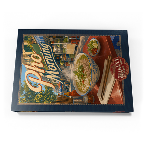 Darstellung des Puzzle Motivs Schild für vietnamesisches Street Food „Pho Morning“ Pho Morning Vietnamese Street Food Sign 1000 Puzzle Schachtel Ansicht3