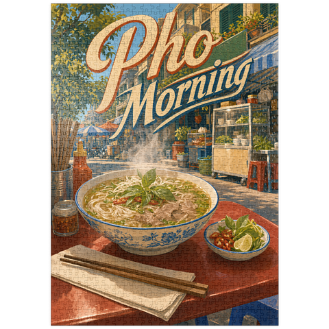 Darstellung des Puzzle Motivs Schild für vietnamesisches Street Food „Pho Morning“ puzzleplate Pho Morning Vietnamese Street Food Sign 1000 Puzzle