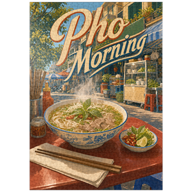 Darstellung des Puzzle Motivs Schild für vietnamesisches Street Food „Pho Morning“ - Puzzleteile: 1000