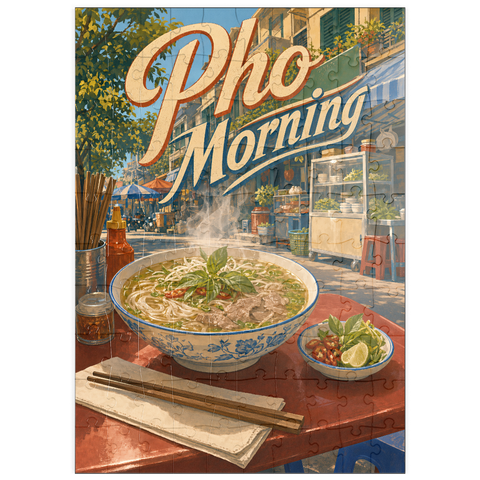 Darstellung des Puzzle Motivs Schild für vietnamesisches Street Food „Pho Morning“ puzzleplate Pho Morning Vietnamese Street Food Sign 100 Puzzle